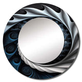 Blue And White Stained Liquid Glass II - Abstract Wall Mirror