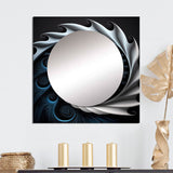 Blue And White Stained Liquid Glass II - Abstract Wall Mirror