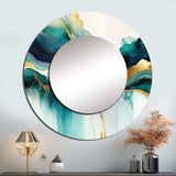 Teal And Gold Abstract Expression I - Abstract Wall Mirror