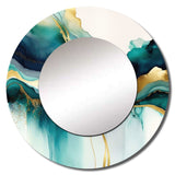 Teal And Gold Abstract Expression I - Abstract Wall Mirror