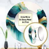 Teal And Gold Abstract Expression I - Abstract Wall Mirror