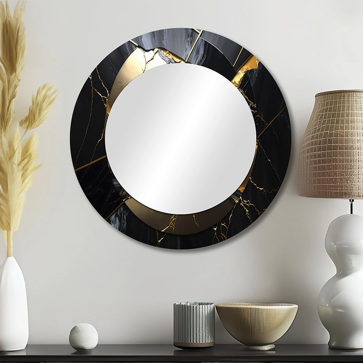 Abstract Marble Wall Mirror - Abstract Geode Gold III - Print on Metal