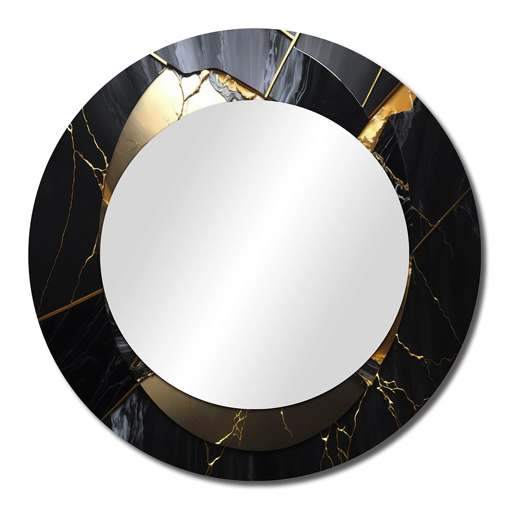 Abstract Marble Wall Mirror - Abstract Geode Gold III - Print on Metal