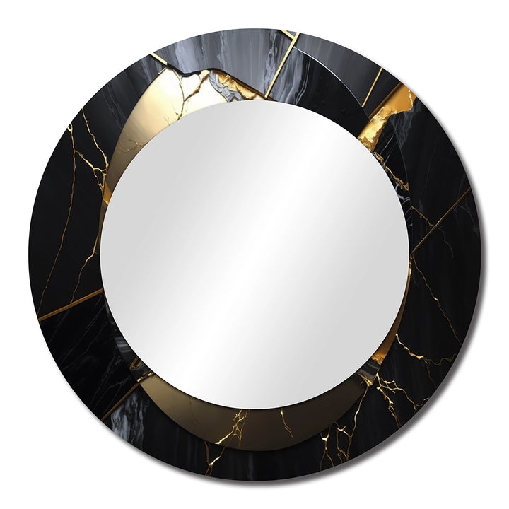 Abstract Marble Wall Mirror - Abstract Geode Gold III - Print on Metal