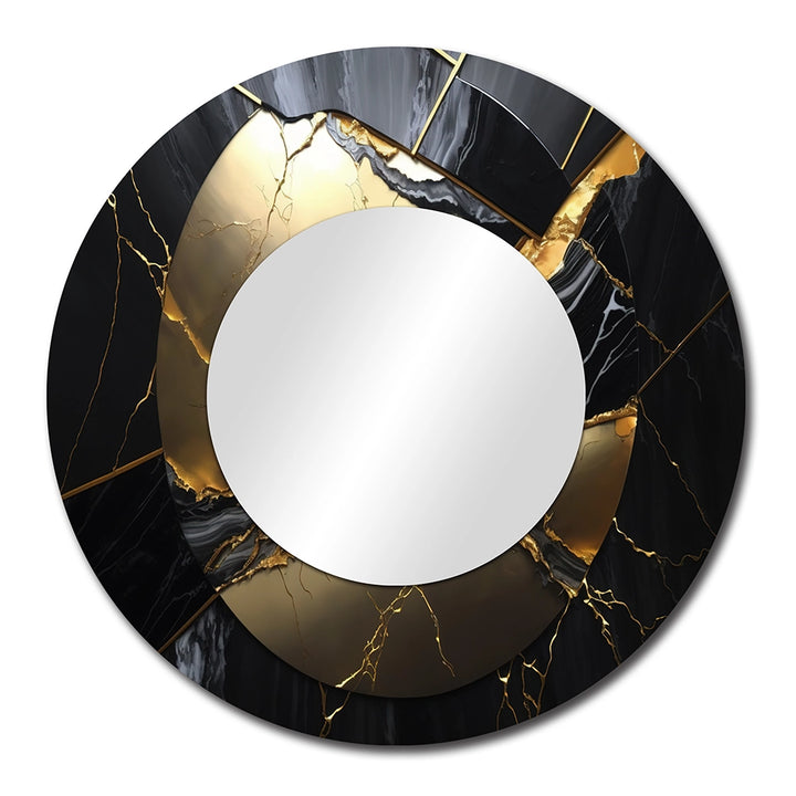 Abstract Marble Wall Mirror - Abstract Geode Gold III - Print on Metal