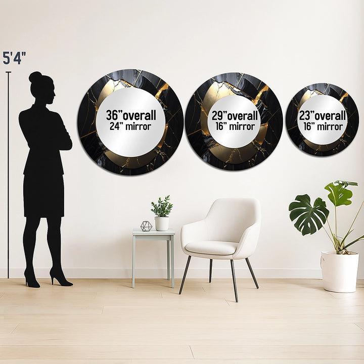 Abstract Marble Wall Mirror - Abstract Geode Gold III - Print on Metal