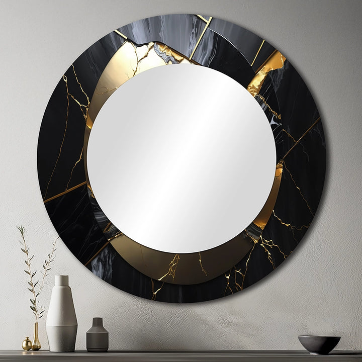 Abstract Marble Wall Mirror - Abstract Geode Gold III - Print on Metal