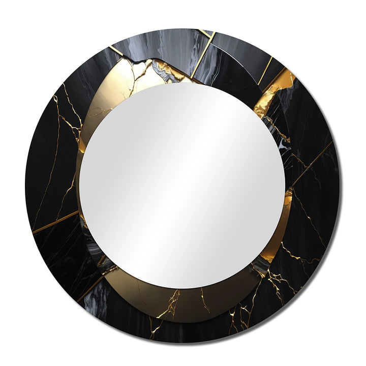 Abstract Marble Wall Mirror - Abstract Geode Gold III - Print on Metal