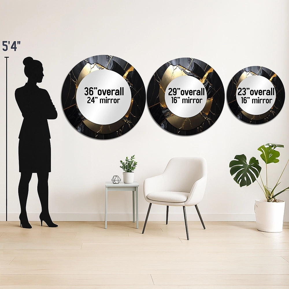Abstract Marble Wall Mirror - Abstract Geode Gold III - Print on Metal