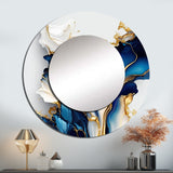 Abstract Geode Gold And Blue Marble Shap - Abstract Wall Mirror