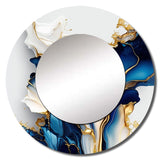 Abstract Geode Gold And Blue Marble Shap - Abstract Wall Mirror