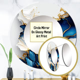 Abstract Geode Gold And Blue Marble Shap - Abstract Wall Mirror