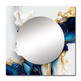 Abstract Geode Gold And Blue Marble Shap - Abstract Wall Mirror