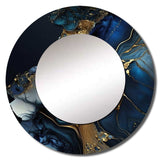 Abstract Geode Gold And Blue Marble V - Abstract Wall Mirror