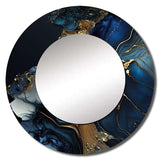 Abstract Geode Gold And Blue Marble V - Abstract Wall Mirror