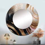 Gold And Pink Vibrant Swirls III - Abstract Wall Mirror