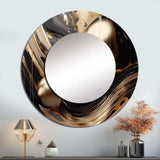 Gold And Black Captivating Marble I - Abstract Wall Mirror