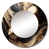 Gold And Black Captivating Marble I - Abstract Wall Mirror