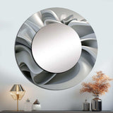 Grey Infinite Ripples - Abstract Wall Mirror