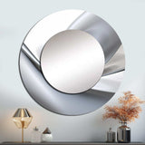 White Grey Contemplative Abstraction - Abstract Wall Mirror