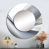White Grey Contemplative Abstraction - Abstract Wall Mirror
