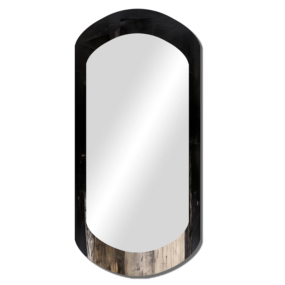 Abstract Midcentury Wall Mirror - Black Mid Century Fusion IV - Asymmetrical Mirror