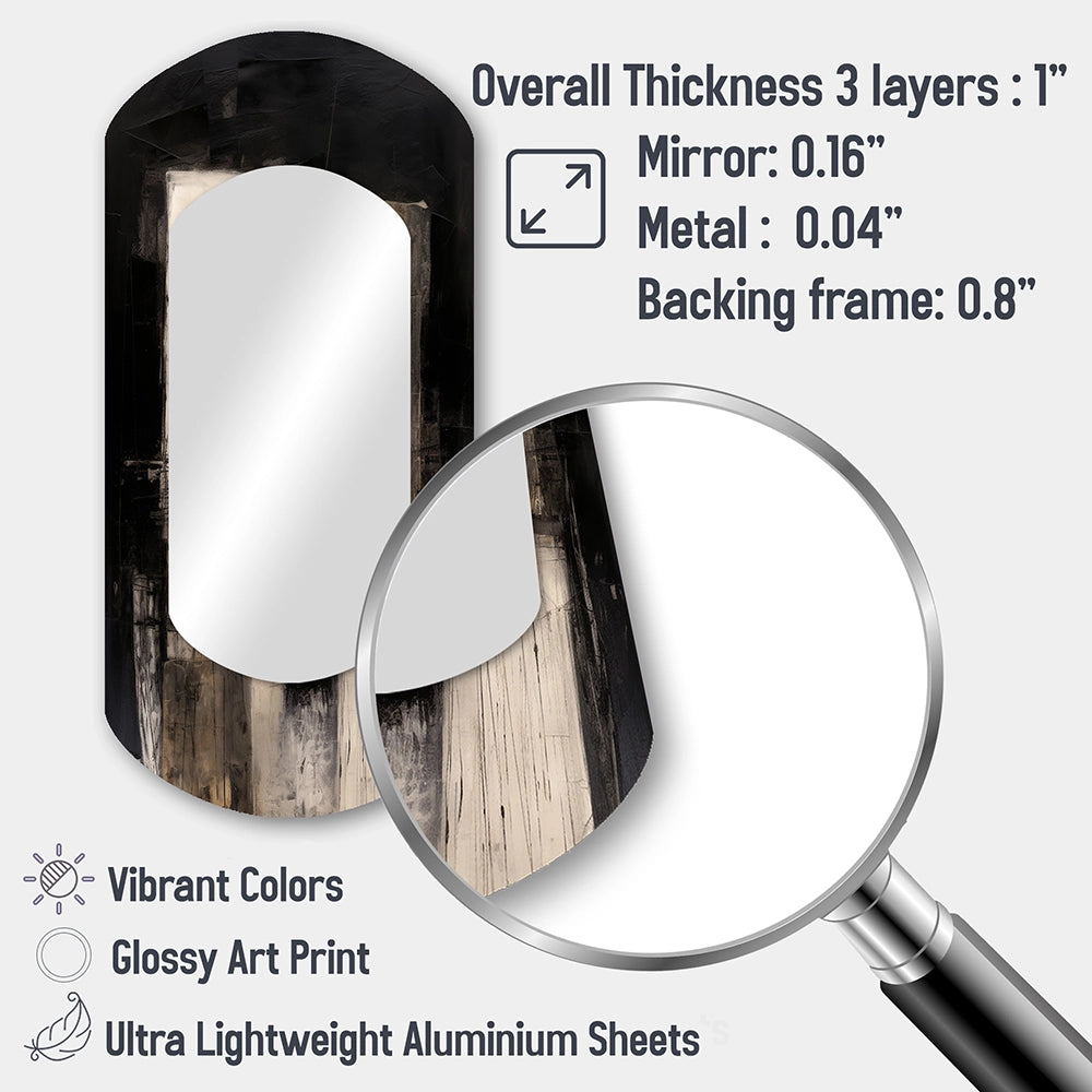 Abstract Midcentury Wall Mirror - Black Mid Century Fusion IV - Asymmetrical Mirror