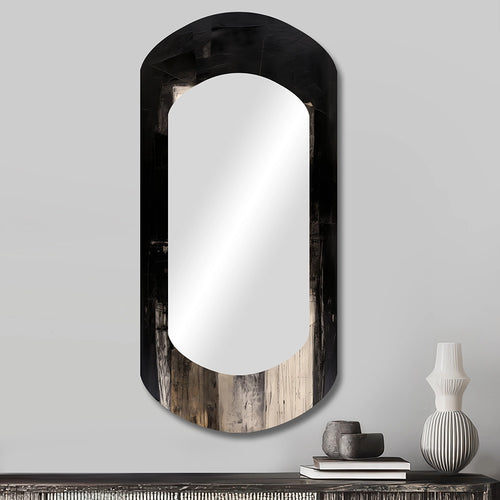 Abstract Midcentury Wall Mirror - Black Mid Century Fusion IV - Asymmetrical Mirror