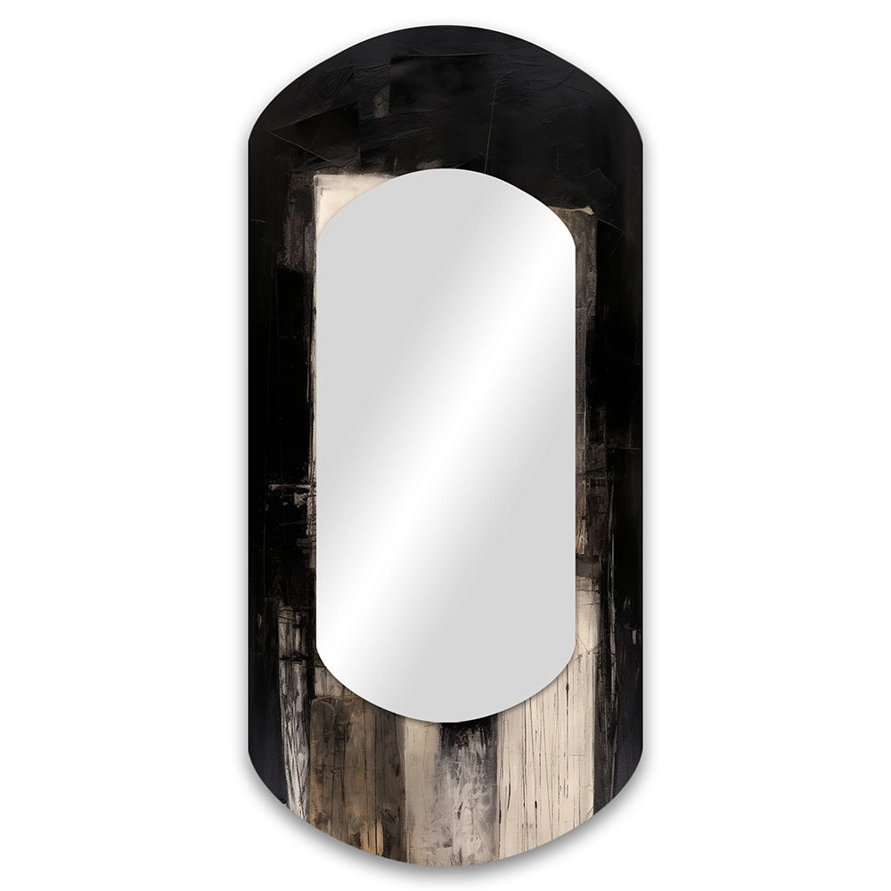 Abstract Midcentury Wall Mirror - Black Mid Century Fusion IV - Asymmetrical Mirror