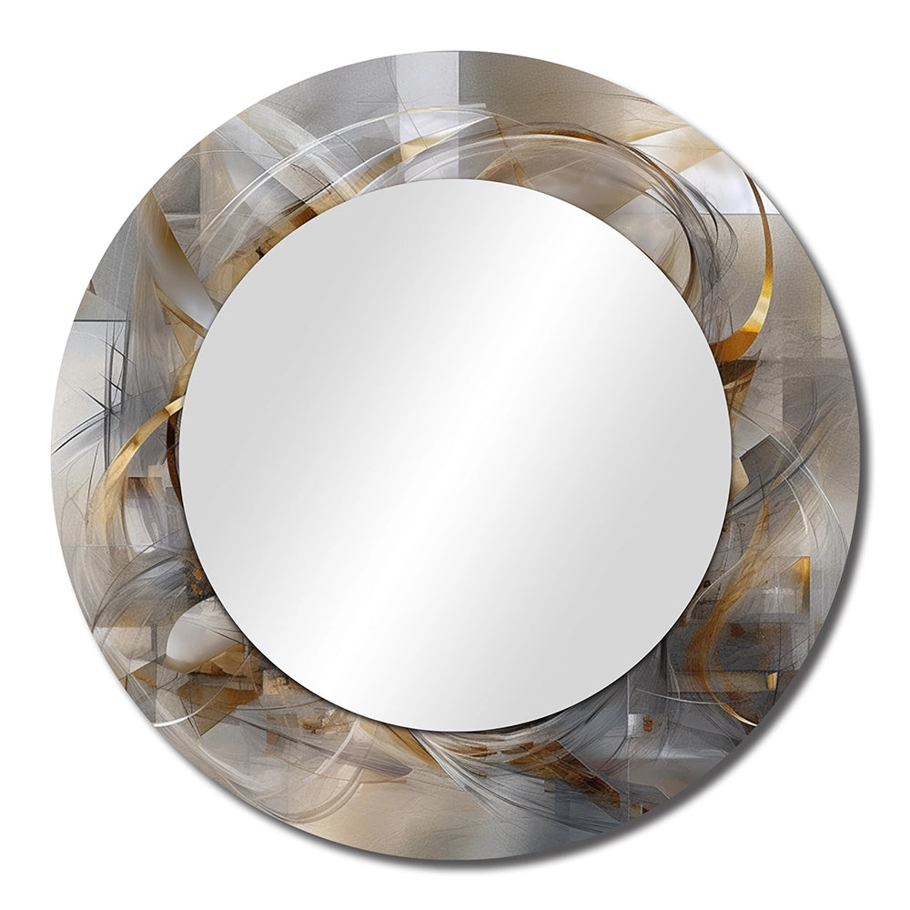 Modern Decorative Mirror - Grey Gold Captivating Liquid Ink - Print on Metal