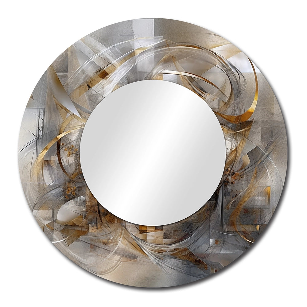 Modern Decorative Mirror - Grey Gold Captivating Liquid Ink - Print on Metal