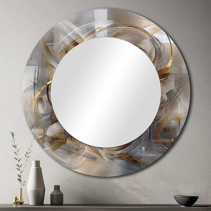 Modern Decorative Mirror - Grey Gold Captivating Liquid Ink - Print on Metal