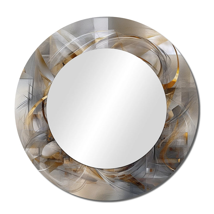 Modern Decorative Mirror - Grey Gold Captivating Liquid Ink - Print on Metal