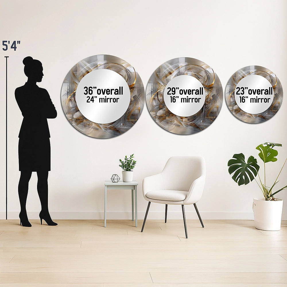 Modern Decorative Mirror - Grey Gold Captivating Liquid Ink - Print on Metal