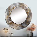 Grey Gold Captivating Liquid Ink - Abstract Wall Mirror