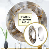 Grey Gold Captivating Liquid Ink - Abstract Wall Mirror