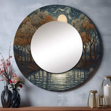 Blue And Brown Drama Of A Stormy Night City - Cityscapes Wall Mirror