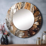 Gold Feather Extravaganza IV - Floral Wall Mirror