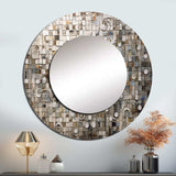 Brown And White Bohemian Medley - Geometric Wall Mirror