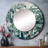 Blue And Green Bohemian Medley - Geometric Wall Mirror