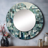 Blue And Green Bohemian Medley - Geometric Wall Mirror