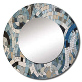 Blue And White Bohemian Medley - Geometric Wall Mirror