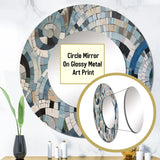 Blue And White Bohemian Medley - Geometric Wall Mirror