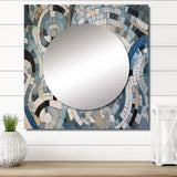 Blue And White Bohemian Medley - Geometric Wall Mirror