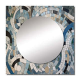 Blue And White Bohemian Medley - Geometric Wall Mirror