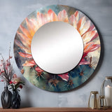 Orange Green Cactus Flower III - Floral Wall Mirror