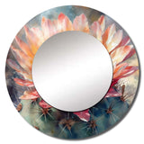 Orange Green Cactus Flower III - Floral Wall Mirror