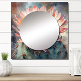 Orange Green Cactus Flower III - Floral Wall Mirror