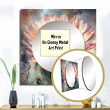 Orange Green Cactus Flower III - Floral Wall Mirror