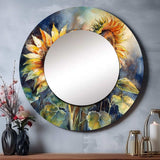 Yellow Sunflower Symphony II - Floral Wall Mirror